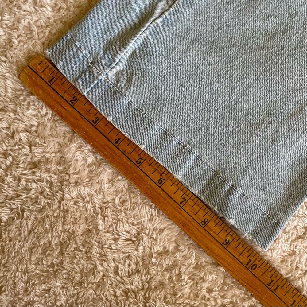 SPANX Light Blue Cotton Blend Stretch Flat Front Flare Leg Denim Jeans Medium - Picture 13 of 13